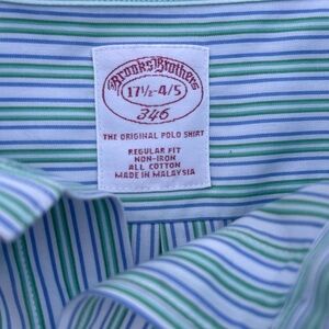 Brooks Brothers Men's Striped Polo Shirt - Blue and Green